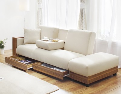 日式沙发床小户型多功能布艺沙发宜家风格抽屉储物三人折叠沙发床