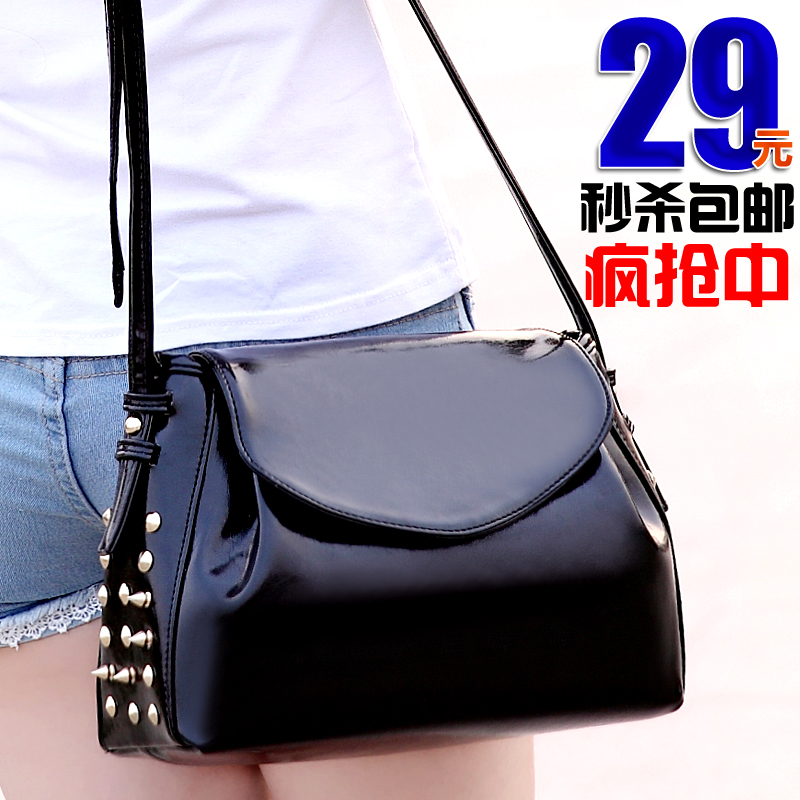 韩版小包2014新款铆钉邮差包时尚潮流迷你单肩斜挎包女包包水桶包