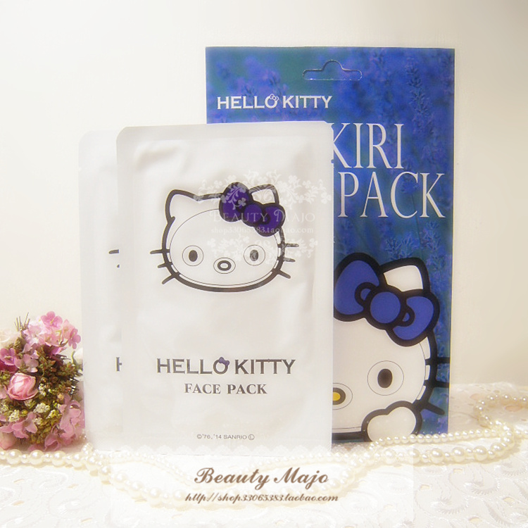 日本hello kitty凯蒂猫保湿补水面膜 猫脸图案 薰衣草限定款2枚入