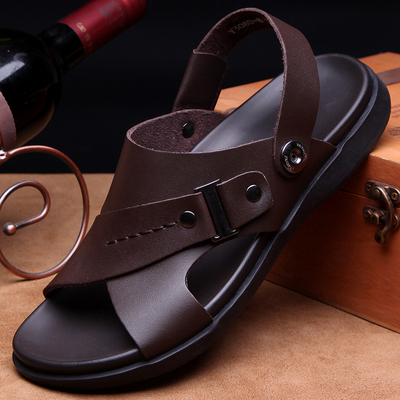 男土凉鞋2017新款夏季真皮沙滩鞋男装青年开