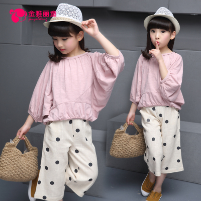 2016春装儿童纯棉麻儿童春夏小女孩衣服蝙蝠