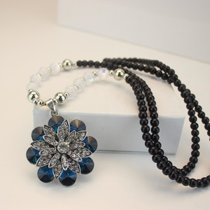 包邮黑配饰长项链女<em>毛衣</em>链长款韩国水晶<em>韩版</em>时