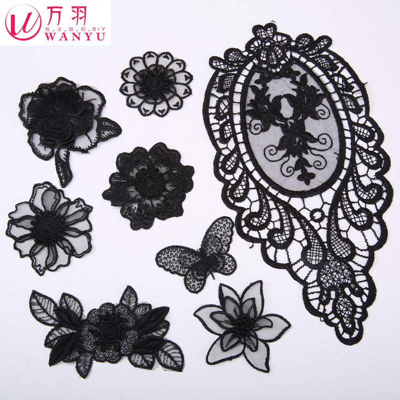 中号手工辅料黑色大号蕾丝花朵布贴衬衫毛衣衣服装饰布贴补洞贴在类目 居家布艺, 缝纫DIY材料、工具及成品, 缝纫DIY配件/辅料/配饰, 布贴中 - 来自Buy2taobao.com提供专业的淘宝代购服务