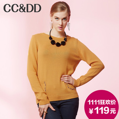【爆】CCDD2014冬装专柜正品新款女装 黄色系带套头毛衣加厚针织