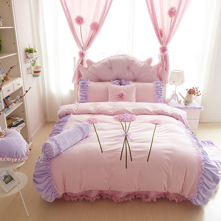 Korean Edition Princess wind crystal Short plush Skirt Four piece suit Autumn and winter Korean Flower Appliqué The bed beddingin the Bedclothes , Bedding Sets/Family of four/Multiple sets of category - from Buy2taobao.com to provide professional Taobao agent buy service