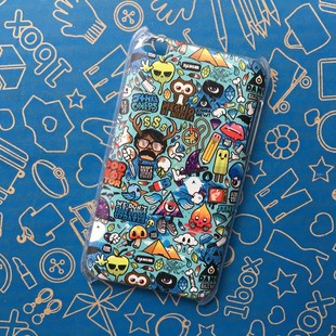 适用touch4保护壳，苹果ipodtouch4浮雕壳，保护套彩绘卡通硬壳