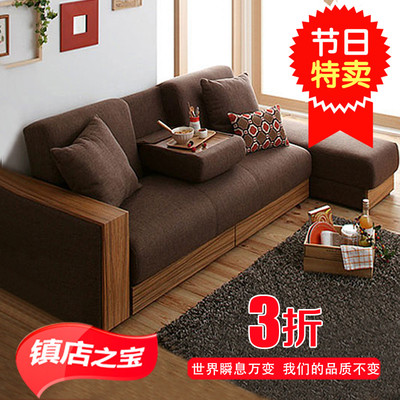 标题优化:日式布艺沙发组合可拆洗折叠简约现代宜家茶几抽屉新款户型沙发床