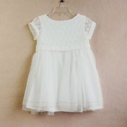 童装外贸单儿童(单儿童)白色，夹层短袖连衣裙儿童蓬蓬裙儿童裙子花童裙
