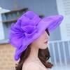 帽子女夏时尚(夏时尚，)洋气大檐海边太阳帽可折叠遮阳帽，防晒紫色凉帽沙滩帽