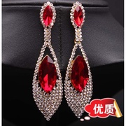 s925银针欧美大牌奢华红宝石，耳坠夸张耳环时尚，晚宴礼服女气质耳饰