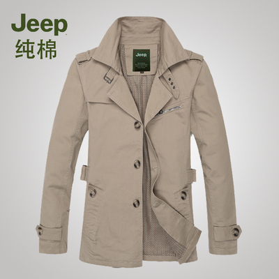 上下架计划:春秋冬季短款jeep吉普夹克男士风衣男韩版修身加肥加大码薄款外套