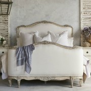 美式复古做旧实木雕花床法式布艺软包床1.8米卧室双人床橡木婚床