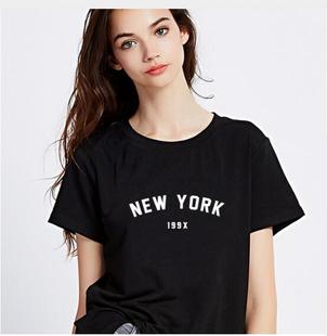 黑色上衣原宿t恤女装，韩版时尚字母，newyork印花短袖t恤g119