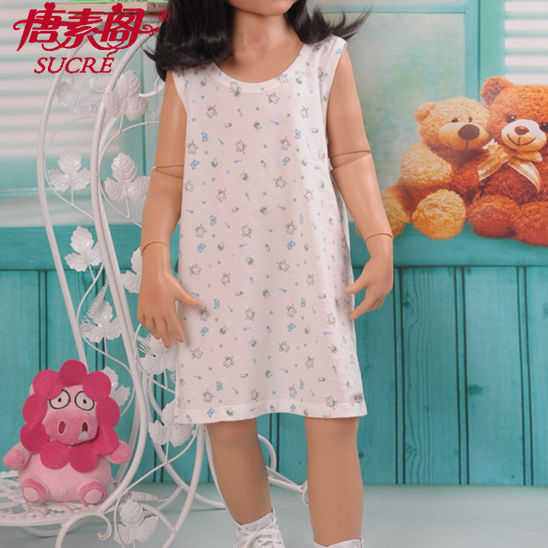 Tang Su Court girl children baby child Vest type pajamas robe Home Furnishings pure cotton Cotton knit summerin the Children/Baby/Family fitted , Children tracksuit , Home gowns/Nightwear category - from Buy2taobao.com to provide professional Taobao agent buy service
