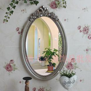 清风家居饰品欧式白色田园，风格卫生间镜子梳妆镜悬挂浴室镜
