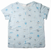 乐天BABY*丽婴房 4-5岁男童浅蓝色条纹印花全棉夏季短袖T恤