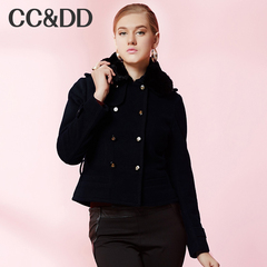 CCDD2014冬装专柜正品新款女装学院风双排扣短款羊毛呢子外套