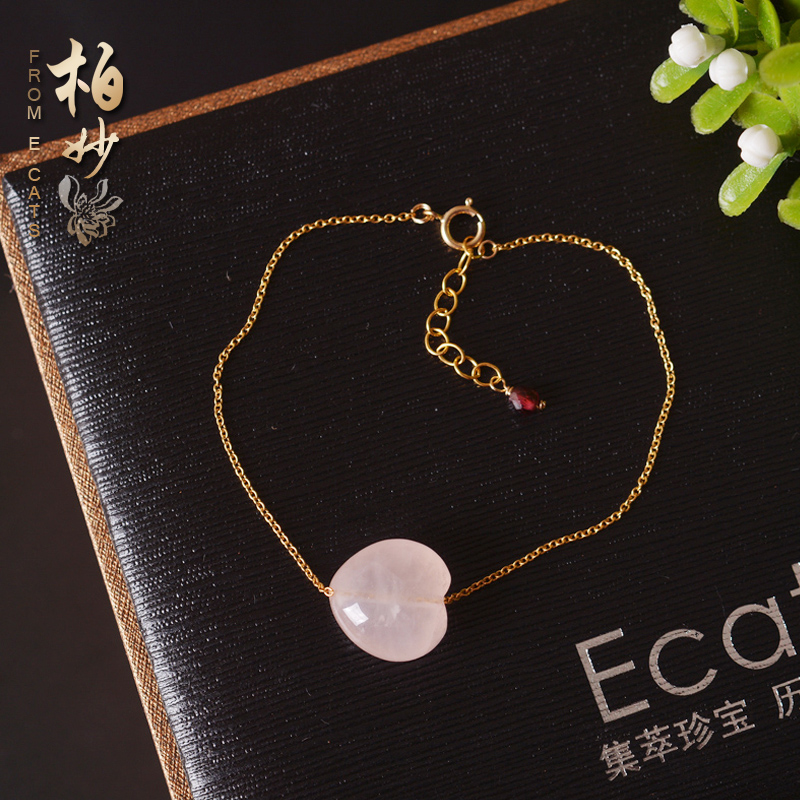 e.cats天然粉晶芙蓉石浪漫心形14K注金包金細款手鏈在類目 飾品/流行首飾/時尚飾品新, 手鍊中 - 來自Buy2taobao.com提供專業的淘寶代購服務