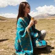 尼泊尔披肩外套秋冬季羊毛，西藏民族风围巾，女夏天超大斗篷加厚两用