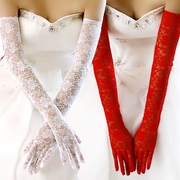 新娘手套婚纱礼服手套蕾丝袖套加长过胳膊肘保暖遮疤痕性感长手套