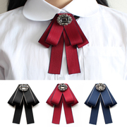 领结女韩国饰品复古校服，学生职业女士商务黑色，丝带蝴蝶结装饰领花
