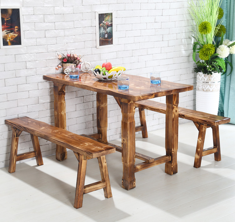 Restaurant snack Hotel solid wood dining table and chair combination The noodle shop Restaurant rectangle Crayfish barbecue Wooden bench Carbonizein the Residential furniture , Tables , Dining table category - from Buy2taobao.com to provide professional Taobao agent buy service