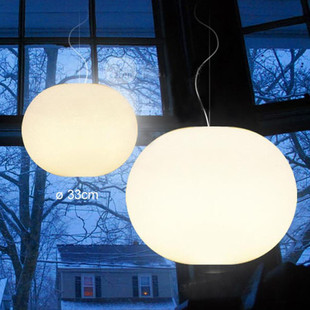 北欧现代简约艺术奶白玻璃扁球吊灯 个性LED时尚餐厅吧台灯店面灯