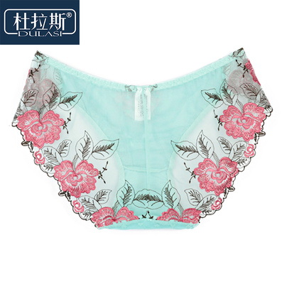 秋冬奢华 中低腰刺绣 性感蕾丝 全透明 女士三角内裤