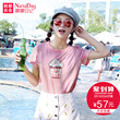 娜娜日记甜美女装2016夏装新款图案上衣短袖粉色T恤纯棉NK5619