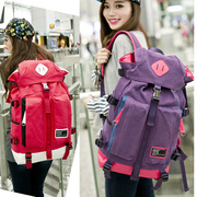 情侣个性mm双肩包背包(包背包，)韩版潮男女帆布书包，大容量多口袋旅游旅行包
