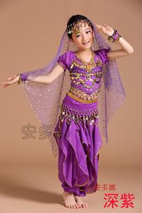 少儿短袖印度舞服装，肚皮舞演出服套装儿童舞蹈，服旋转裤