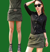 夏季女士军绿色户外短裤裙个性军迷裙休闲打底短裙