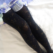 夏季洛丽塔连裤袜印花日系lolita袜子天鹅绒丝袜黑二次元袜子