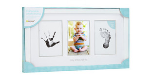 美国进口pearhead宝宝婴儿，手足印手，脚印木质相框百天纪念品