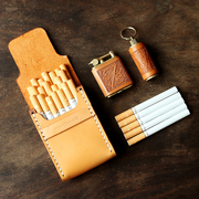 两针一线20支装便携真皮烟盒复古木质多功能小烟盒创意个性烟盒