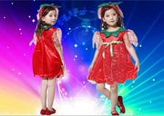 儿童节化妆舞会演出服 玫瑰仙子天使服 万圣节红色草莓连衣裙