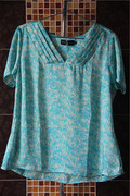 欧美瑞丽夏外贸出口大牌原单尾货女装短袖蓝色绸缎光衬衫衬衣