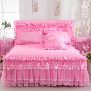 韩版蕾丝公主床裙床罩单件，床盖床套花边防滑床笠1.8m床垫保护套