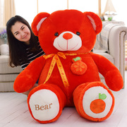 领结熊红色(熊红色)毛绒，玩具泰迪熊猫，娃娃生日紫色抱抱熊水果公仔