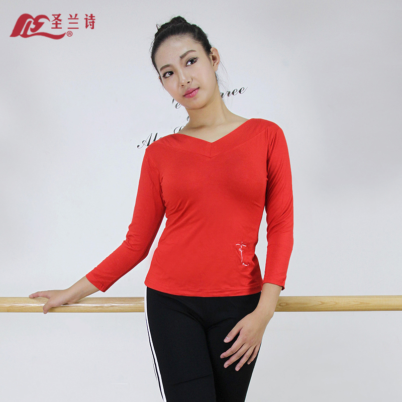 圣兰诗成人女款V领瑜伽服长袖丝光棉广场舞服练功服上衣拉丁舞服在类目 运动/瑜伽/健身/球迷用品, 舞蹈/健美操/体操, 广场舞, 广场舞上装中 - 来自Buy2taobao.com提供专业的淘宝代购服务