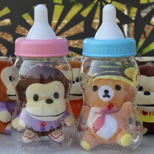 超大号透明奶瓶储蓄罐轻松熊猴子(熊猴子，)大白流氓兔存钱罐六一生日礼物