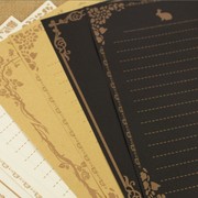 韩国浪漫花边清新  复古创意信纸牛皮纸黑卡纸多款可选 8张入