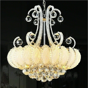现代圆形水晶吊灯LED金色餐厅灯客厅卧室餐吊灯简约创意欧式灯具