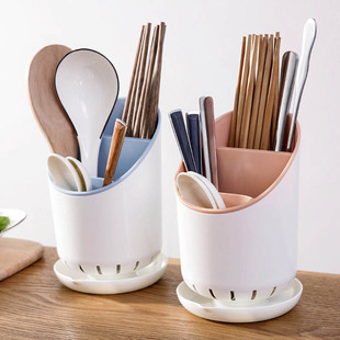 家用筷子架勺子置物收纳架，塑料筷子筒，厨房餐具创意筷托沥水筷子笼