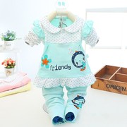 六个月周女宝宝冬装套装0一1-2-3岁韩版潮童装，婴儿衣服秋衣纯棉9