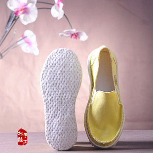 春夏季手工千层底女老北京布鞋女平跟孕妇，妈妈站桩接地气棉布单鞋