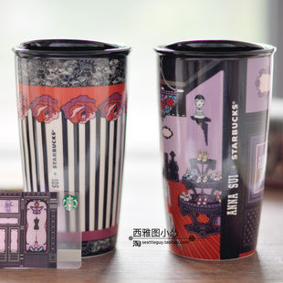 星巴克安娜苏Anna Sui玫瑰条纹马克杯陶瓷杯子礼盒物卡包