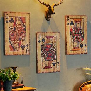 复古欧式扑克牌麻将木，板画餐厅饭店，酒吧网咖创意背景墙遮丑装饰品