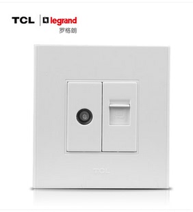 TCL罗格朗开关插座A6电视电脑有限电视网络网线宽带墙壁插座面板