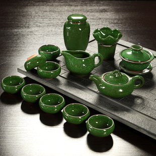 陶瓷冰裂釉玻璃功夫茶具整套紫砂茶杯茶壶茶叶罐茶海茶道套装
